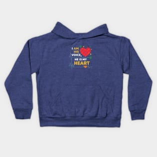 Autism,  I'm his voice he is my heart Kids Hoodie